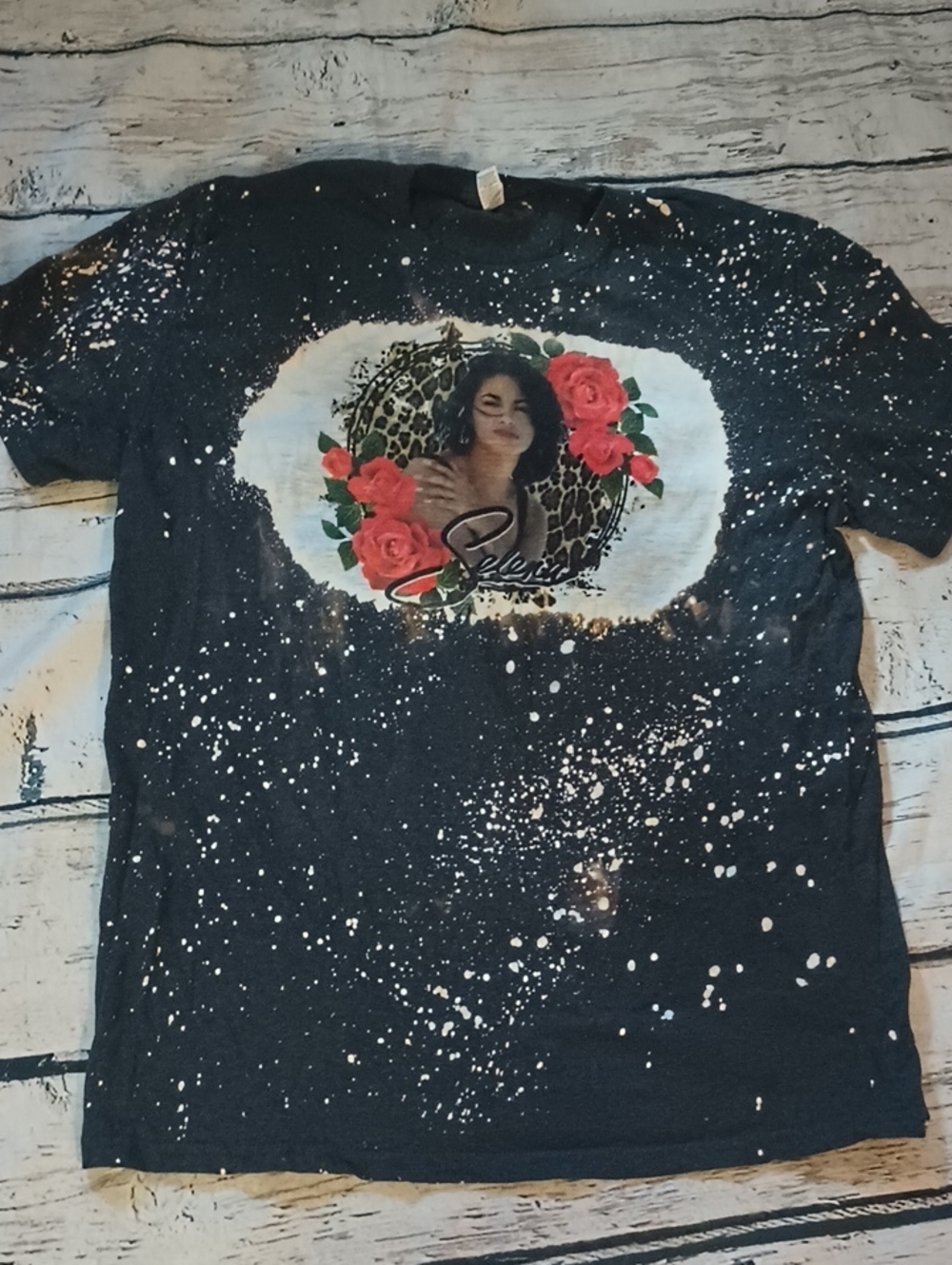 Selena Quintanilla Black Bleach Graphic Tee Shirt XL